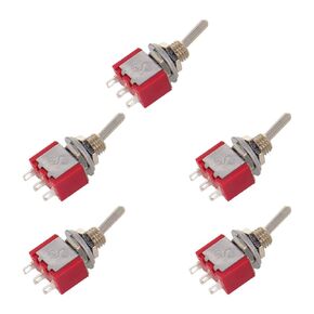 Fielect 2Pcs 120V/5A 250V/2A ON/Off/ON 3 Position 3 Terminals Latching Mini Toggle Switch Red