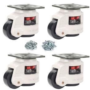 4-Pcs Machine Leveling Casters with Nylon Wheel and Rubber Foot,Heavy Duty Leveling Casters,Retractable Workbench Caster,Loading Capacity 2200 Lbs(Black-2 INCH)