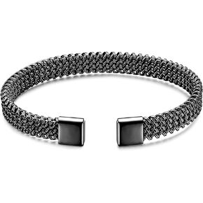 VQYSKO Gold Mesh Cuff Bracelet fo Woman Man,18K Gold Plated Stainless Steel Mesh Adjustable Open Bracelet Fashion Jewelry for Women Jewelry Gifts for Women