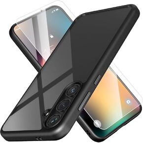 MATEPROX Compatible with Samsung Galaxy S24+ Case, Clear Thin Slim Crystal Transparent Shockproof Bumper Cover with Screen Protector for Samsung S 24 Plus 5G (2024)-Black