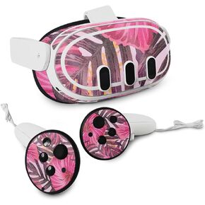 MightySkins Glossy Glitter Skin Compatible with Meta Quest 3 - Tropical Pink | Protective, Durable High-Gloss Glitter Finish | Easy to Apply