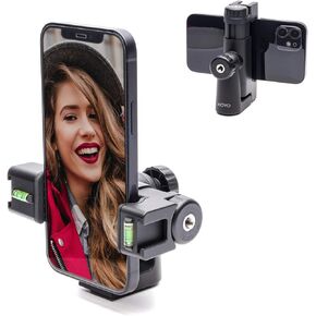 Movo P-3 Rotating Phone Tripod Mount with Cold Shoe Mount for Phone Light, Mic, or Grip - Compatible with iPhone, Samsung Phone, Google Phone, Android Phone - Adjustable Smartphone Tripod Phone Mount