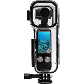 Action Camera Waterproof Case for Osmo Pocket 3, Protective 45m Underwater Diving Housing Shell with Flat Tempered Glass Lens, Touch Screen, Dual Connector