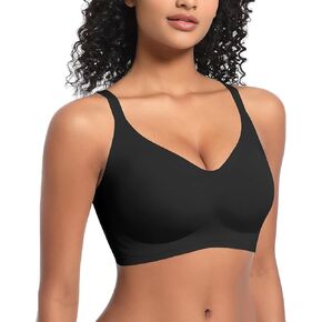 Scalloped Bras for Women No Underwire Push Up Wireless Bralettes V Neck Seamless Bra