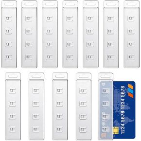 12 Pcs Swipe Badge Holder ID Holder Rigid Vertical Half Card Swipe Card Holder, Transparent Half Card ID Badge Holders, Easy Swiping Access to Magnetic Strips on POS ID's & Credit Cards