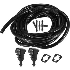 ACROPIX Front Windshield Wiper Nozzles Kit for Dodge Grand Caravan with Gaskets 2.5 Meter Fluid Hose - Pack of 6 Black