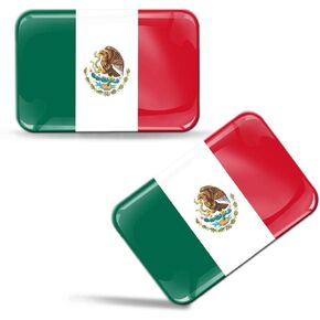 2 x 3D Mexico National Flag Domed Stickers 100% Waterproof & UV Protected Decals Car Motorcycle Helmet F 120