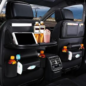 Backseat Car Organizer with Tray,Backseat Car Organizer with Foldable Tablet Holder Table and 8 Storage Pockets, Car Seat Organizer for Kids Travel Trip (1pack)