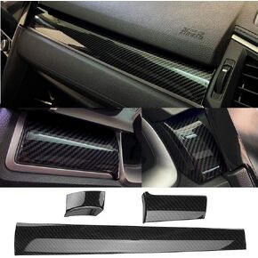 Carbon Fiber Grain Interior Center Control Dashboard Stripe Cover Trim Panel for Honda 10th Gen Civic 2016 2017 2018 2019 2020 2021