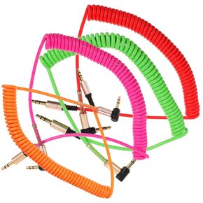 ERINGOGO 8 Pcs Spring Audio Cable Right Angle Aux Cable Speaker Aux Cable 3.5mm Audio Cable Engineering Sync Cable HiFi Audio Cord Coiled Audio Cable Extension Cord Soft Rubber Stereo