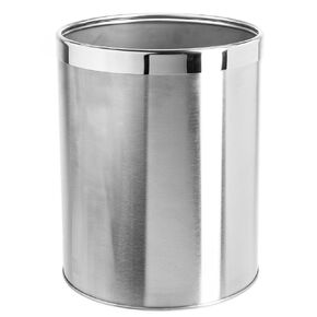 Bennett Small Office Trash Can, Open Top Small Wastebasket Bin, Stainless Steel Garbage Can, Detach-A-Ring' Metal Waste Basket for Powder Room, Bathroom, Home, Modern Home Décor (Dia. 9.6 x H 11.8) in Saudi Arabia