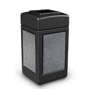 Commercial Zone-720313 StoneTec Open-Top 42-Gallon Square Waste Container - Black