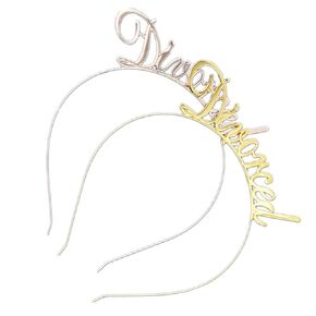 ABOOFAN 2pcs Divorce Headband for Women Divorced Hair Band Photo Prop Letters Headpiece Hair Accessories Party Hat Crown