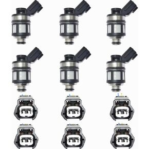 SET 6 Fuel Injectors +Connector Plug Harness Wire 16600-38Y10 Fits 96-04 Replacement For Nissan Frontier Pathfinder Xterra 3.3L
