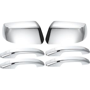 uxcell 1 Set Car Exterior Chrome Plated Top Half Mirror Cover Handle Cover Overlay for Chevrolet Suburban Tahoe for GMC Yukon Yukon XL 2015-2018