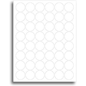 White Adhesive 1.25" Round Labels - 25 Sheets / 1200 Stickers - White Matte Finish Printable Round Labels Sheets for Inkjet/Laser Printers
