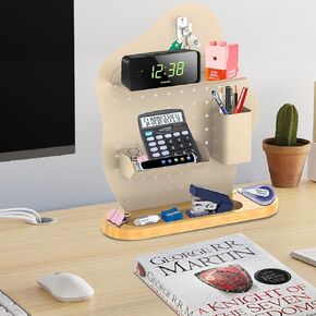 Metal Special-Shaped Hole Storage, Solid Wood Base, Office Storage, Study Room Storage, Cosmetics Storage, Study Supplies Storage, Entrance Storage, 1 Piece of Coral Style