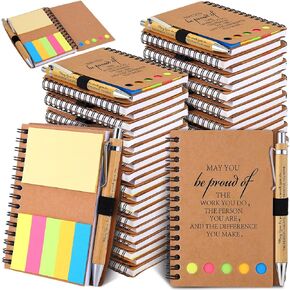 30 Sets Employee Appreciation Gifts Bulk Inspirational Spiral Notebooks with Sticky Notes Motivational Journals Ballpoint Pens Thank You Gifts for Teacher Nurse Coworker (30, Forget)