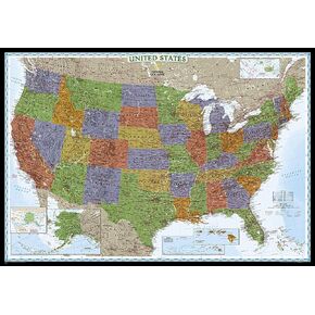 National Geographic United States Wall Map - Decorator - Laminated (Enlarged: 69.25 x 48 in) (National Geographic Reference Map)
