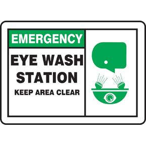 Accuform"Emergency Eye WASH Station Keep Area Clear" Plastic Safety Sign, 7" x 10", MFSD928VP
