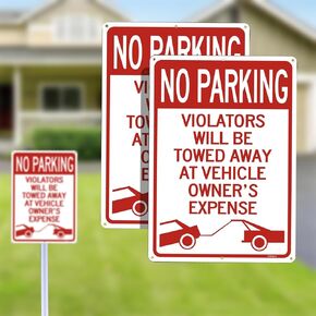 No Parking Signs,（2pack）Violators Will Be Towed Away Signs , 14 x 10 Inch Reflective No Parking Signs, Rust Free Aluminum, Easy to Install, Weather Resistant, UV Resistant, Water Resistant, Durable Ink