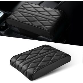 ZKFAR 1 PC Memory Foam Armrest Cushion for Car, Universal Leather Car Armrest Box Pad, Waterproof Heighten Car Center Console Cover Pad, Arm Rest Cushion for SUV Truck Vehicle (Black)
