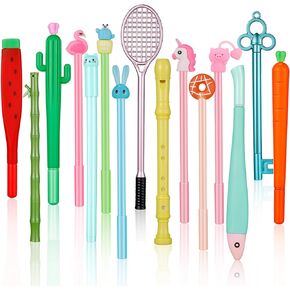 Chuangdi 15 Pcs Cartoon Gel Pens for Girls Cute Ink Pens Children's Day Gifts Unicorn Cactus Kawaii Fun Pens 0.5 mm Writing Pens End of Year Gift for Student Classroom School Reward Present