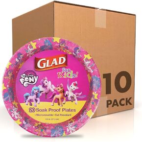Glad for Kids My Little Pony Paper Plates | My Little Pony Super Stars Kids Paper Plates | My Little Pony Unicorn Large Paper Plates for Everyday Use, 8.5 inch Paper Plates 20 Ct