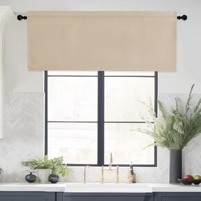 NICETOWN Soft Valance Window Curtains - Short Curtains 16 Inch Length for Kitchen Blackout Thermal Insulated Solid Window Curtain Valances for Bedroom Living Room, 2 Panels, Grey