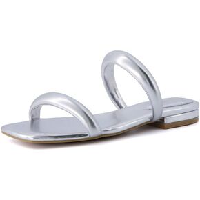 CUSHIONAIRE Women's Dazzle two band low block heel slide sandal +Memory Foam, Wide Widths Available