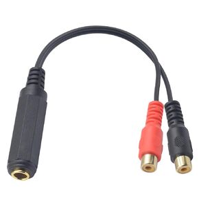 Duttek RCA to 1/4 Adapter Splitter Cable, 6.35mm 1/4 TRS Stereo Audio Jack Female to 2 RCA Female Plug Y Splitter Adapter Cable for Receivers, Speakers, Electronic Drums 7.8in/20 cm