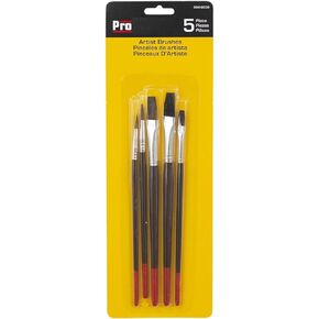 Rocky Mountain Goods Artist Paint Brushes Set for Acrylic, Oil, Watercolor Painting - 5 Pro Brushes - Pony Hair Round, Pony Hair Flat, Black Bristle Flat - Paint by Number Brushes - Wood Handle