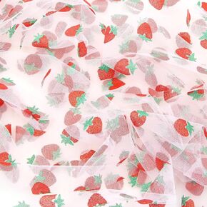 Strawberry Pink Tulle Ribbon - 6 inch x 8 Yards, Shiny Strawberry Fruit Style Polyester Fabric Tulle Rolls for Summer DIY Craft Tutu Skirts Dress Birthday Wedding Berry Sweet Baby Shower Decoration