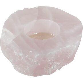 | Candle Holder | Rose Quartz | Small | 1 Pc | Raw Crystal Decor, Tea Light, Healing Stone, Reiki, Chakra, Yoga, Meditation Accessories in Kuwait