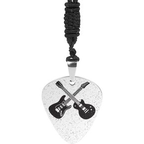 Personalized Photo Text Image Guitar Pick Necklace, Custom Titanium Steel Guitar Pendant, Unique Gifts for Boyfriends Musician Guitar Players
