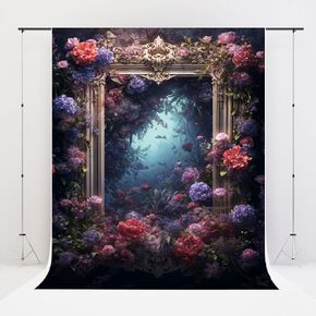 Kate Retro Magic Photo Frame Floral Backdrop Romantic Colorful Flowers Portrait Photography Background 5x7ft
