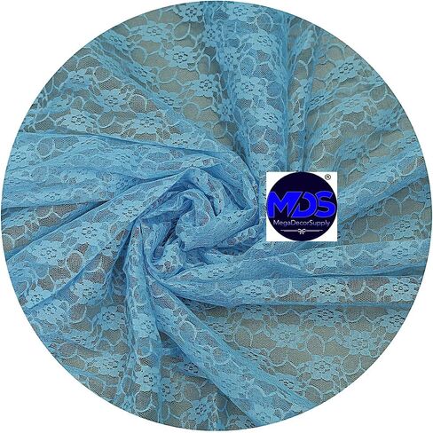mds Pack of 5 Yard Bridal Solid Raschel Lace Fabric, Vintage Lace Fabric Bolt for Wedding Dress,Fashion, Crafts, Decorations Lace Trim Fabric 55" Width- Baby Blue in Saudi Arabia