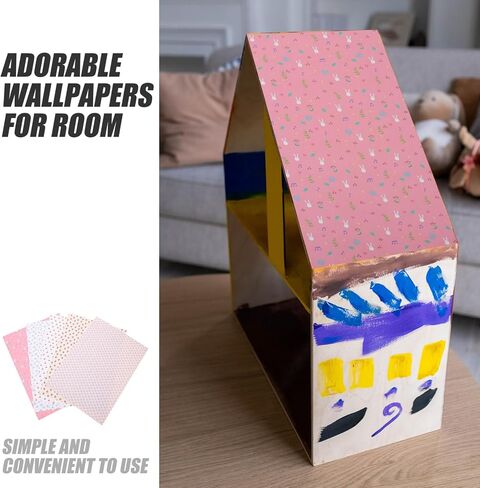 Toddmomy 5 Sheets of Dollhouse Floorboards Wallpaper Floor Paper Sticker 1:12 Peel and Stick Wallpaper Paper Flooring Gloss Card Sheet Doll House Accessories in Saudi Arabia