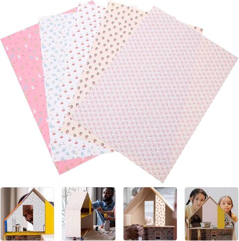 Toddmomy 5 Sheets of Dollhouse Floorboards Wallpaper Floor Paper Sticker 1:12 Peel and Stick Wallpaper Paper Flooring Gloss Card Sheet Doll House Accessories in Saudi Arabia