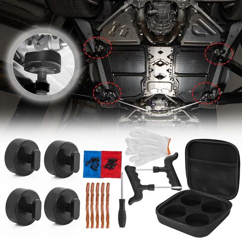 Car Lift Jack Stand Rubber Pads,Jack Pad Adapter,fit for Chevrolet Corvette C5 C6 C7 GS Z,Jacking Point Protector Pads,Car Tire Repair Tools with Gloves Storage Box,Anti-Slip Jack Pads,4PCS in Saudi Arabia