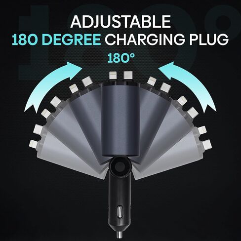 Retractable Car Charger | 4 in 1 Fast Car Phone Charger 120W | Retractable Cables and USB Car Charger | Compatible with iPhone 15/14/13/12/11, Galaxy, Pixel | Car Accessories | iPhone Car Charger in Saudi Arabia