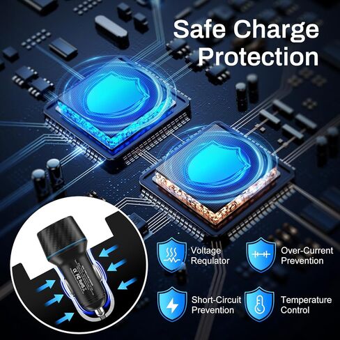 شاحن سيارة لهاتف iPhone 3Pack ثنائي المنفذ USB C ولاعة السجائر محول 2.4A Boxeroo USBA شاحن قابس السيارة لهاتف iPhone 15 14 13 12 11 Pro Max 10 SE XR XS X 8 7 6، Samsung Galaxy S22 S21 S20 in Kuwait