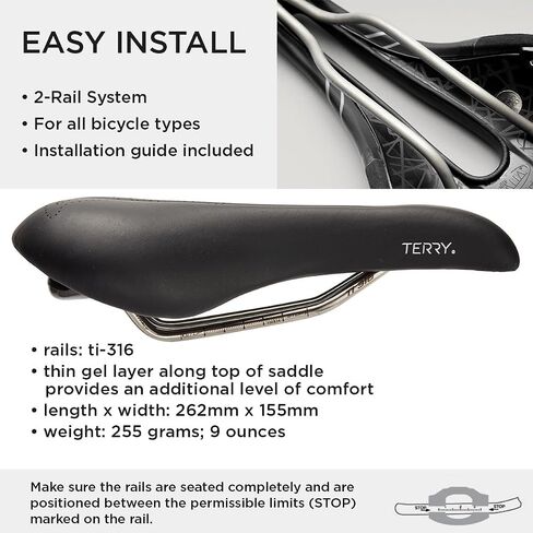 سرج Terry Bike Saddle للسيدات على شكل فراشة Ti Gel - مقعد دراجة للنساء - مرن ومريح - غطاء جلدي in Saudi Arabia