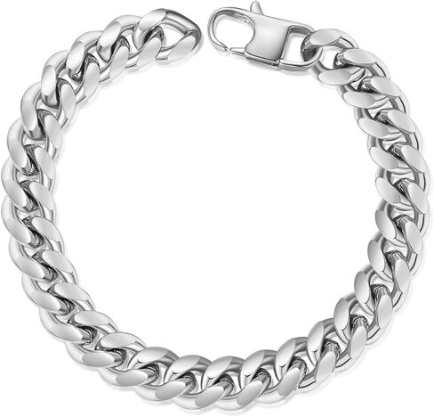 Men Sturdy Cuban Chain Bracelet, 8/10/12mm Width, 7.48/8.27inch Length, 316L Stainless Steel/24K Gold Plated Fashion Jewelry Curb Bracelet for Men Women, Send Gift Box in Saudi Arabia