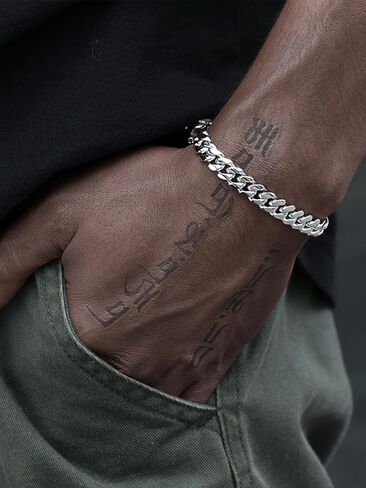 Men Sturdy Cuban Chain Bracelet, 8/10/12mm Width, 7.48/8.27inch Length, 316L Stainless Steel/24K Gold Plated Fashion Jewelry Curb Bracelet for Men Women, Send Gift Box in Saudi Arabia