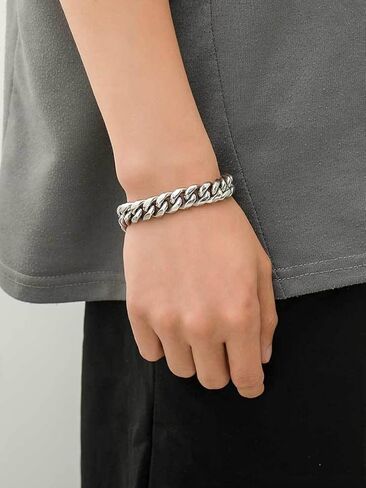 سوار سلسلة كوبي قوي للرجال، عرض 8/10/12 مم، طول 7.48/8.27 بوصة، سوار من الفولاذ المقاوم للصدأ 316L/مطلي بالذهب 24 قيراط للرجال والنساء، أرسل صندوق هدايا in Kuwait