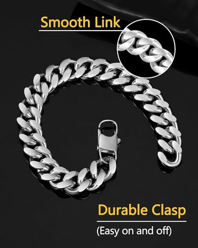 سوار سلسلة كوبي قوي للرجال، عرض 8/10/12 مم، طول 7.48/8.27 بوصة، سوار من الفولاذ المقاوم للصدأ 316L/مطلي بالذهب 24 قيراط للرجال والنساء، أرسل صندوق هدايا in Kuwait