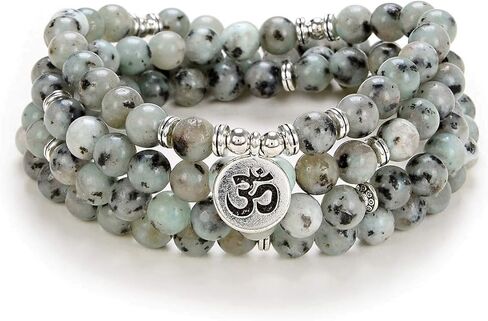 رمز اليوغا 8 مللي متر مالا الخرز سوار 108 قلادة روحية التأمل اكسسوارات مجوهرات للنساء الرجال هدايا (السمسم جاسبر) in Kuwait