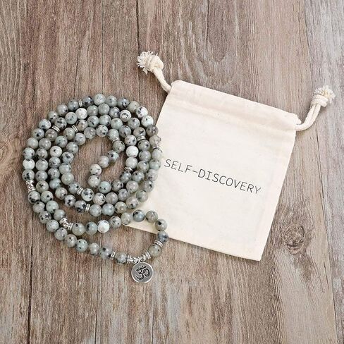 رمز اليوغا 8 مللي متر مالا الخرز سوار 108 قلادة روحية التأمل اكسسوارات مجوهرات للنساء الرجال هدايا (السمسم جاسبر) in Kuwait