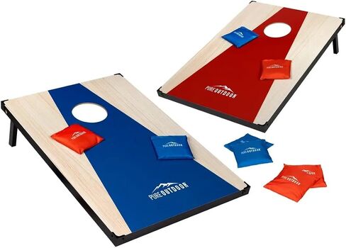 لعبة Monoprice Wood Cornhole الخارجية - 3 × 2 بوصة مع 8 أكياس حبوب وحقيبة حمل - مجموعة Pure Outdoor in Saudi Arabia